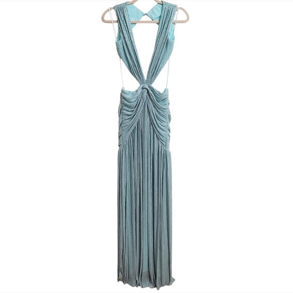 PatBO Womens Lurex Sleeveless Cutout Gown Maxi Dress Size 4 Sea Foam Sexy - Picture 8 of 16